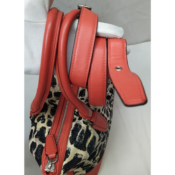 Coach Rory Multicolor Ocelot Cheetah Canvas Leather Trim Satchel Shoulder Bag - Picture 5 of 16